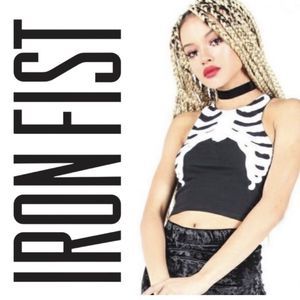 Iron Fist Black and White Graphic Crop Tank Top